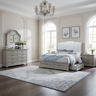 Sunvega Contemporary Dresser with Spacious Drawers and Geometric Design Legs