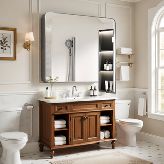 Sunvega Gold 30x36 Inches Large Rectangular Bathroom Wall Mirror Shatterproof
