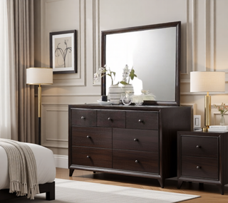 Sunvega Madison Espresso Finish Nightstand with 2 Large Storage Drawers and Wood Frame