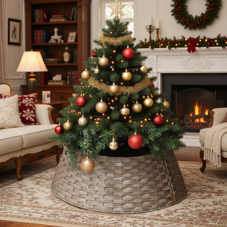 Sunvega Pencil Artificial Xmas Tree with Faux Snow Flocked Full Branch Tips Flame-retardant