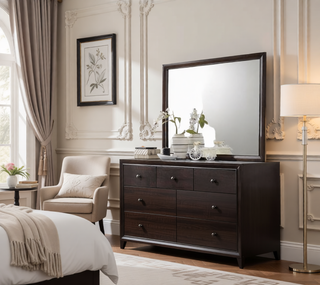 Sunvega Madison Espresso Finish Nightstand with 2 Large Storage Drawers and Wood Frame