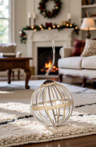 Sunvega Weathered Finish Iron Snowflake Hanging Ball Ornaments for Holiday Decor