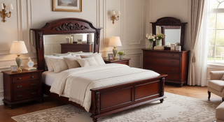 Sunvega Cherry Wood Night Stand with Two Smooth Ball Bearing Drawers