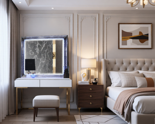 Sunvega Modern White LED Nightstand With Sleek High Gloss Finish