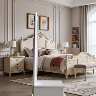 Sunvega Fully Assembled Pearl White Nightstand with Gold Handles and Faux Crystal
