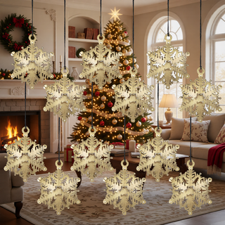 Sunvega Weathered Finish Iron Snowflake Hanging Ball Ornaments for Holiday Decor
