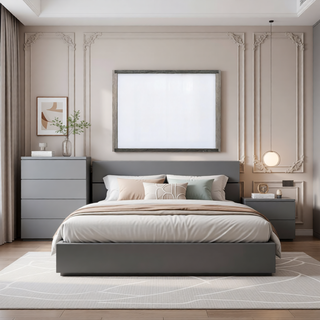 Sunvega 5 Drawer Chest in Jehoram Gray Finish with Wood Center Glide Drawers