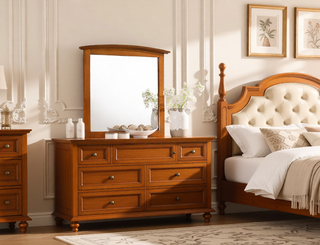 Sunvega Dark Brown Tufted Polyurethane Upholstered King Size Bed Frame