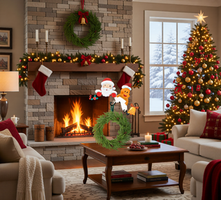 Sunvega Pencil Artificial Xmas Tree with Faux Snow Flocked Full Branch Tips Flame-retardant