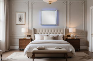 Sunvega Modern Sleek Nightstand with LED Light and Rich Chrome Accents