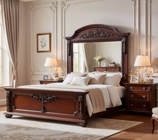 Sunvega Cherry Wood Night Stand with Two Smooth Ball Bearing Drawers