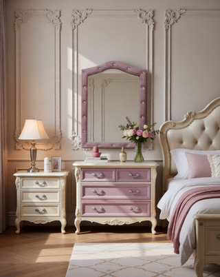 Sunvega Stylish Upholstered Fabric Chest with Arched Headboard and Drawers