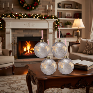 Sunvega Glass Glitter Painted Christmas Ball Ornaments Set of 12 for Holiday Decor