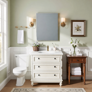 Sunvega 32-inch Aluminum Silver Bathroom Mirror with Durable Frame and Sleek Finish