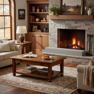 Sunvega Fir Wood Wall Mounted Fireplace Mantel Shelf with Flat Surface for Home Decor