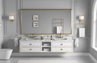 Sunvega Metal Framed Rectangle Bathroom Mirror with Anti-Rust Frame and Clear Reflection