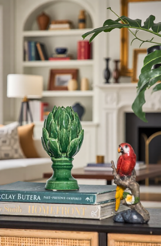 Sunvega Vintage Green Ceramic Blooming Artichoke Accent for Dining Room