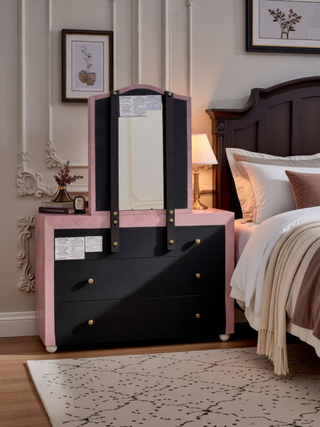 Sunvega Stylish Upholstered Fabric Chest with Arched Headboard and Drawers