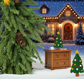Sunvega Pencil Artificial Xmas Tree with Faux Snow Flocked Full Branch Tips Flame-retardant