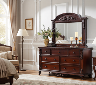 Sunvega Cherry Wood Night Stand with Two Smooth Ball Bearing Drawers
