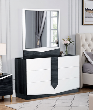 Sunvega Zebrano Accent Contemporary High Gloss White Nightstand