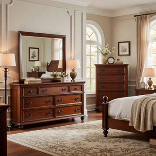 Sunvega Lucille Black Nightstand with Spacious Drawers and Chambered Fronts