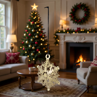 Sunvega Weathered Finish Iron Snowflake Hanging Ball Ornaments for Holiday Decor
