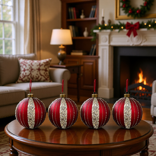 Sunvega Glass Glitter Painted Christmas Ball Ornaments Set of 12 for Holiday Decor
