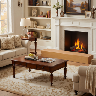 Sunvega Fir Wood Wall Mounted Fireplace Mantel Shelf with Flat Surface for Home Decor