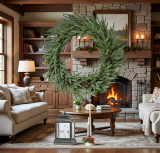 Sunvega Pencil Artificial Xmas Tree with Faux Snow Flocked Full Branch Tips Flame-retardant