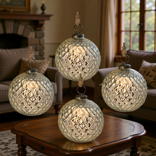 Sunvega Glass Glitter Painted Christmas Ball Ornaments Set of 12 for Holiday Decor