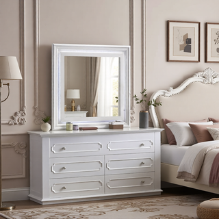 Sunvega Fully Assembled Pearl White Nightstand with Gold Handles and Faux Crystal