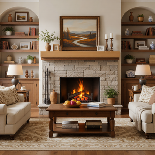 Sunvega Fir Wood Wall Mounted Fireplace Mantel Shelf with Flat Surface for Home Decor