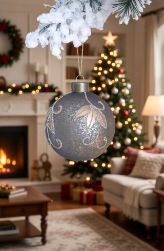 Sunvega Glass Glitter Painted Christmas Ball Ornaments Set of 12 for Holiday Decor