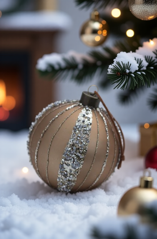 Sunvega Glass Glitter Painted Christmas Ball Ornaments Set of 12 for Holiday Decor