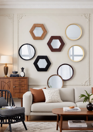 Sunvega Solid Mango Wood Frame Wall Mirror with Clean Silhouette for Bathroom