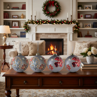 Sunvega Glass Glitter Painted Christmas Ball Ornaments Set of 12 for Holiday Decor