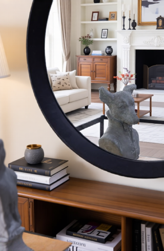 Sunvega Solid Mango Wood Frame Wall Mirror with Clean Silhouette for Bathroom