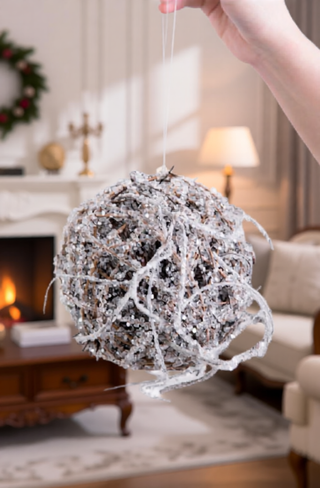Sunvega Weathered Finish Iron Snowflake Hanging Ball Ornaments for Holiday Decor