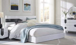 Sunvega Zebrano Accent Contemporary High Gloss White Nightstand