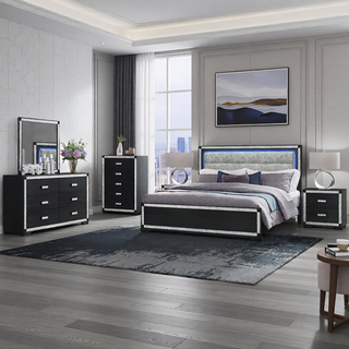 Sunvega White Nightstand with Integrated Speaker Cooler Insert and Glitter Detailing
