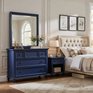 Sunvega Led Lighting 2 Drawer Nightstand with Spacious Drawers in Transitional Style