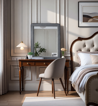 Sunvega Valdemar Brown Fabric and Weathered Gray Finish Queen Size Bed
