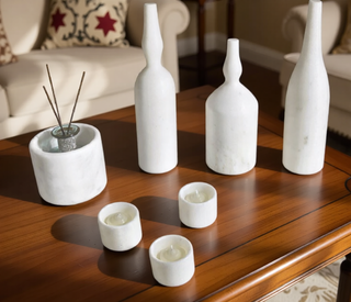 Sunvega Diamond Green Natural Marble Luxury Living Room Accessories 7 Pcs Set