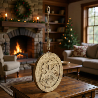 Sunvega Weathered Finish Iron Snowflake Hanging Ball Ornaments for Holiday Decor