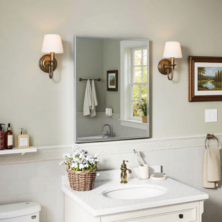 Sunvega 32-inch Aluminum Silver Bathroom Mirror with Durable Frame and Sleek Finish