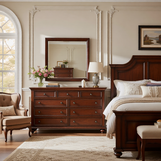Sunvega Lucille Black Nightstand with Spacious Drawers and Chambered Fronts