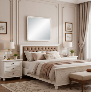 Sunvega Fluted Gold Metal Nightstand with Spacious Drawer and Rounded Sides