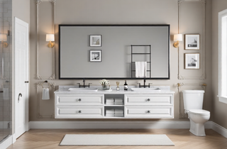 Sunvega Metal Framed Rectangle Bathroom Mirror with Anti-Rust Frame and Clear Reflection