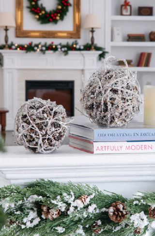 Sunvega Weathered Finish Iron Snowflake Hanging Ball Ornaments for Holiday Decor